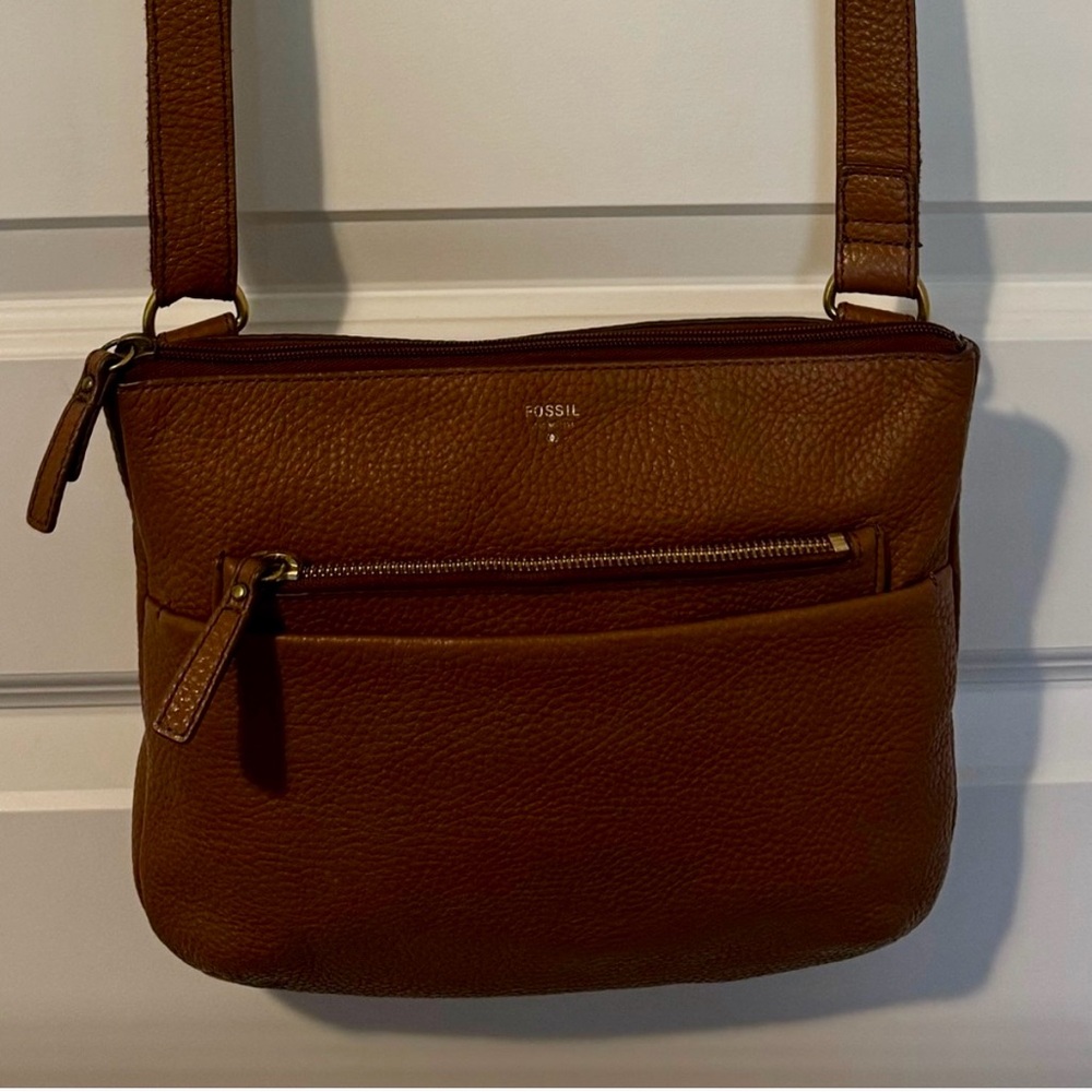 Fossil Tan Leather Crossbody Bag